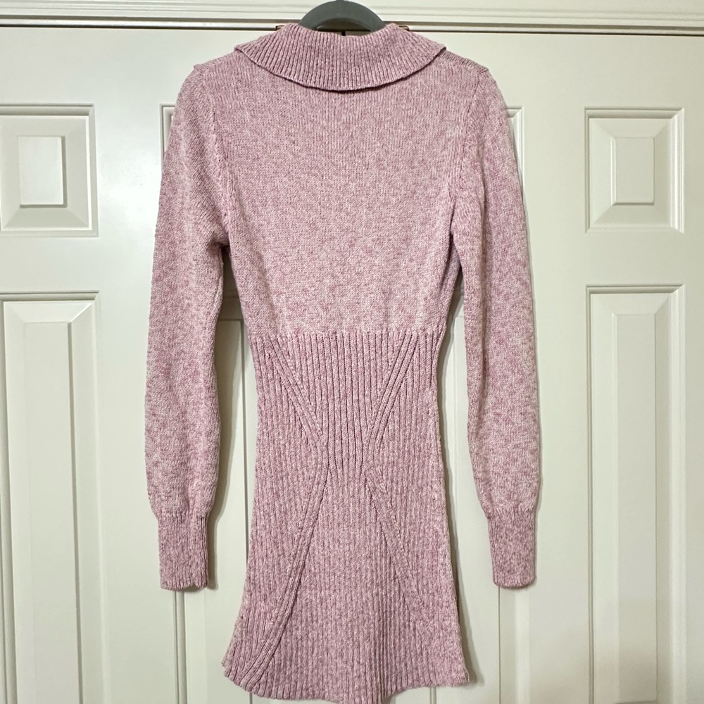 Free People Mont Blanc Pink Knit Sweater Dress Size Large Zip Up - Picture 6 of 8